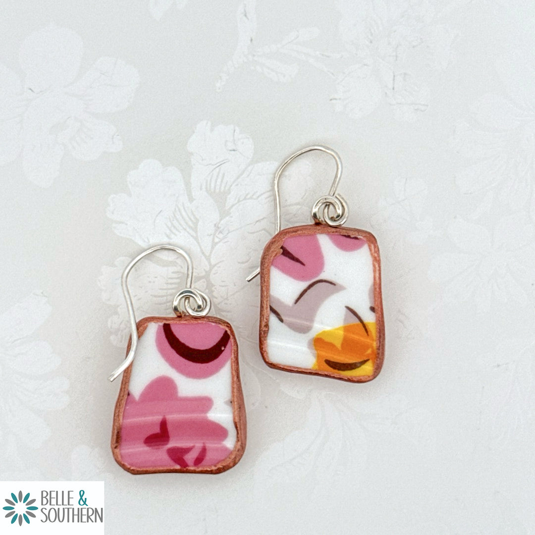 Upcycled Broken Plate Earrings | Belle & Southern