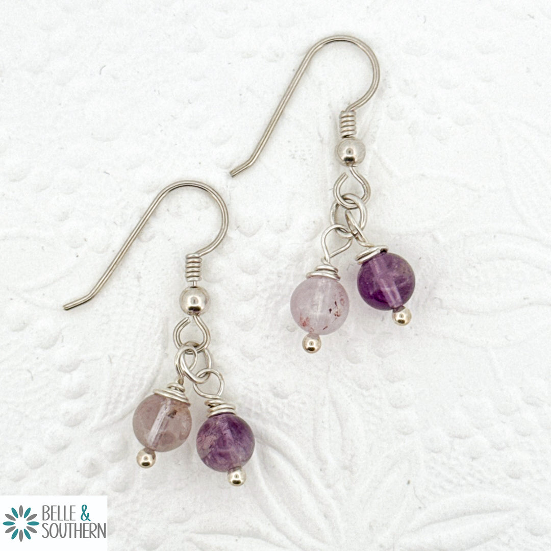 Rock Me a Stone Drop Earrings-Super 7 Gemstone | Belle & Southern