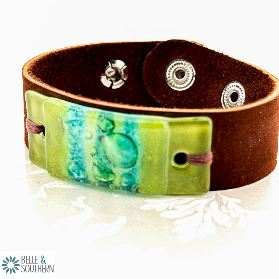 Fusion Glass Adjustable Suede Leather Bracelet | Belle & Southern