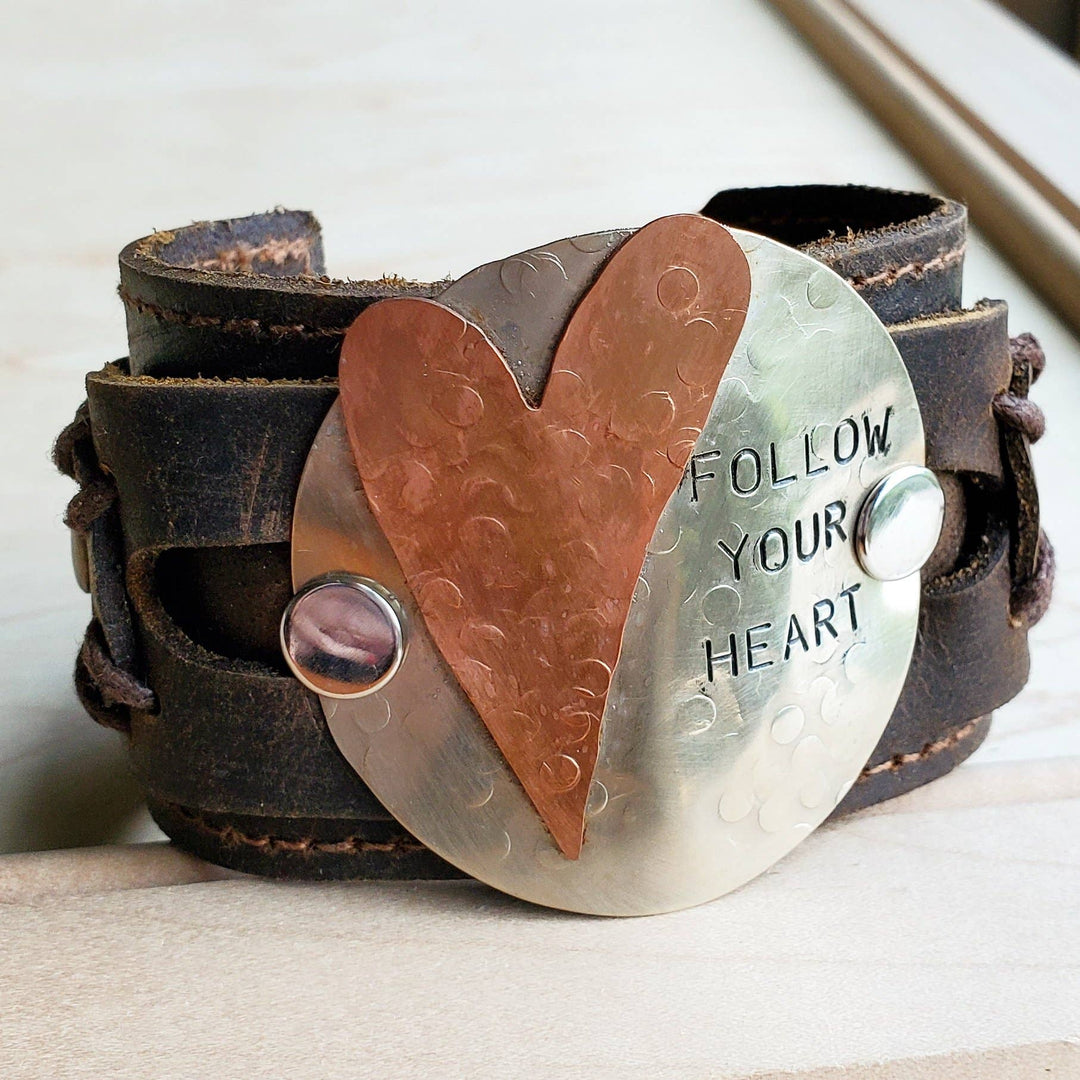 Follow Your Heart Leather Cuff | Belle & Southern