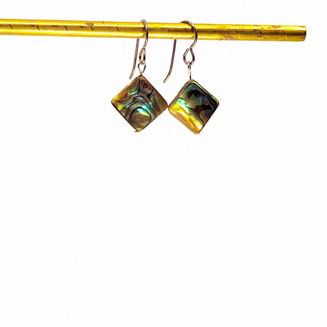 Square Abalone Bead on silver niobum earrings