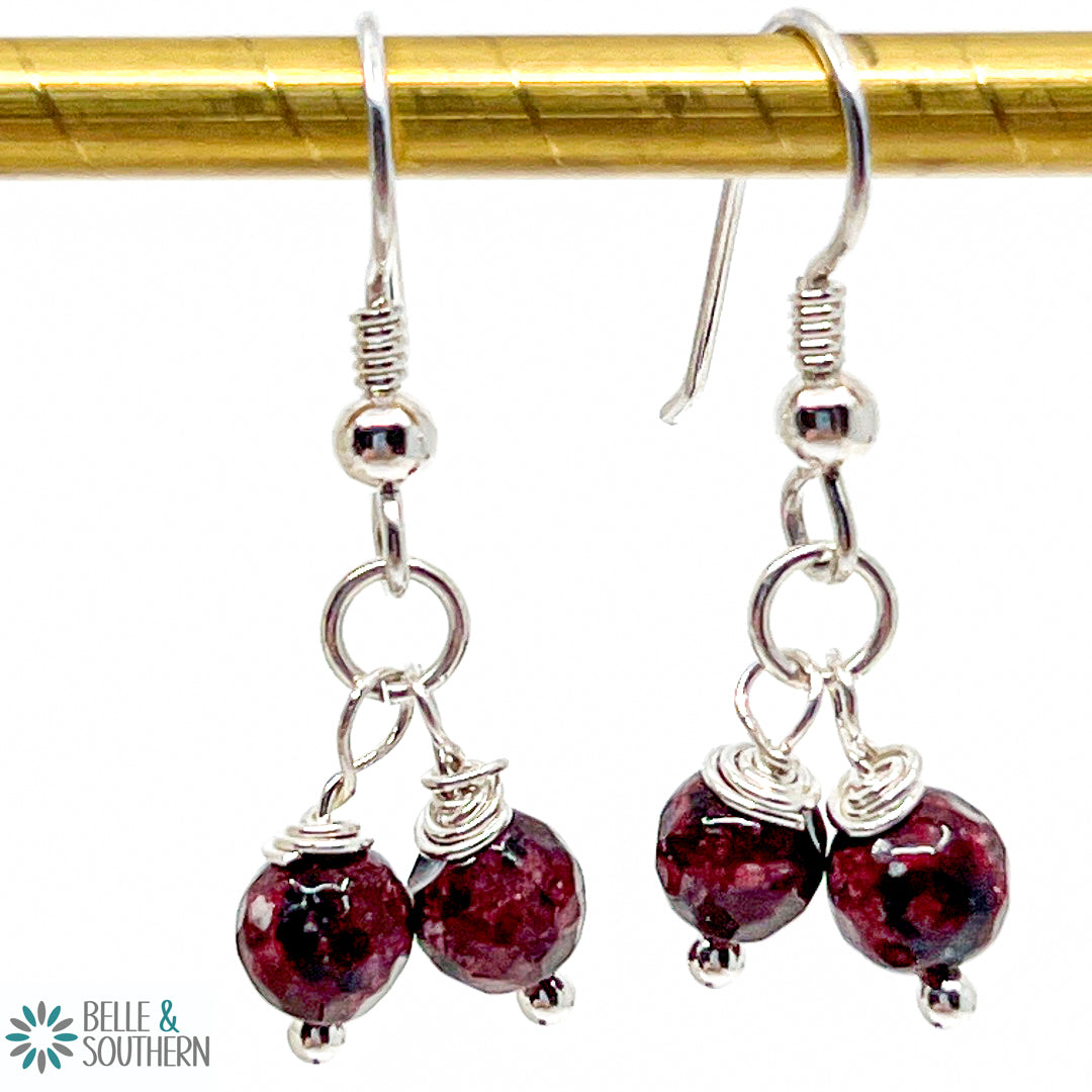 Aggie Maroon Stone Sterling Silver Earrings