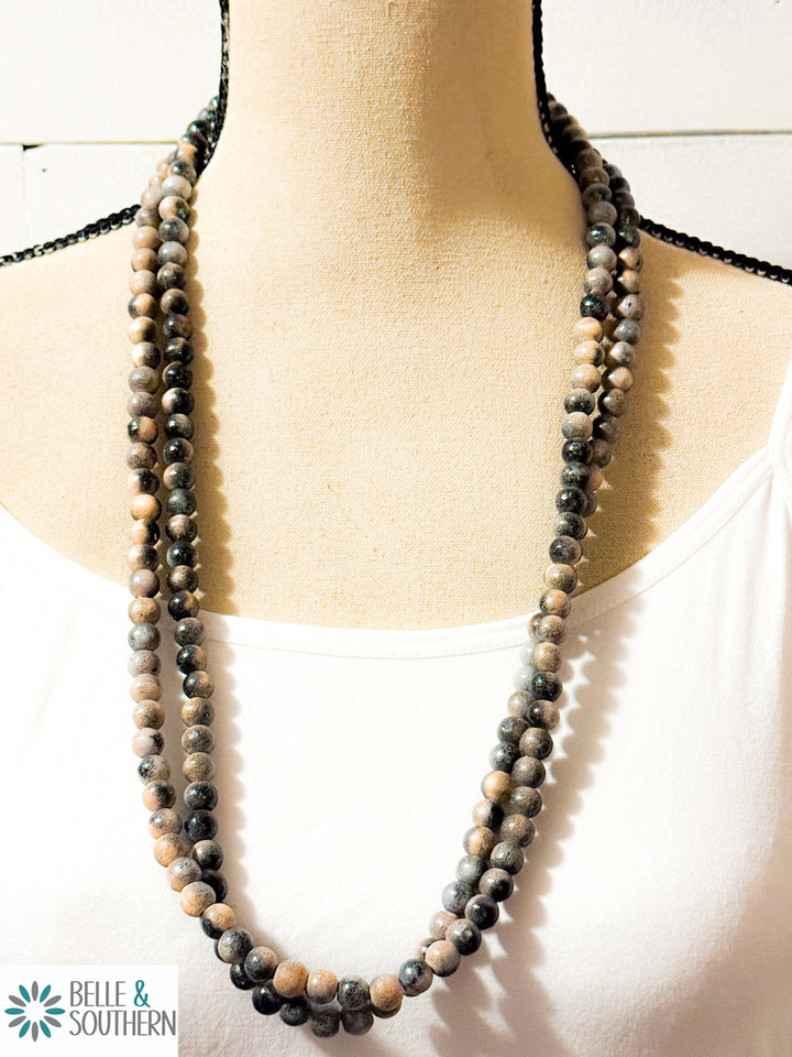 Black and Grey Teakwood Necklace