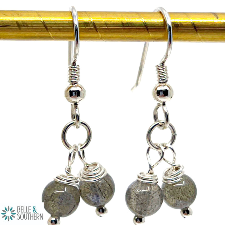 Rock Me a Stone Drop Earrings-Blue Flash Labradorite | Belle & Southern