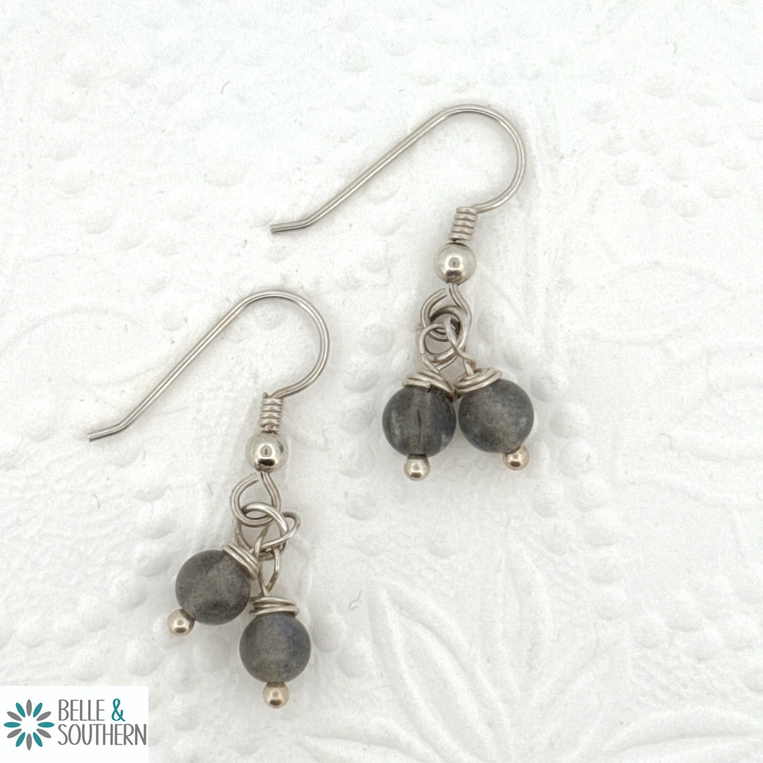 Rock Me a Stone Drop Earrings-Blue Flash Labradorite | Belle & Southern