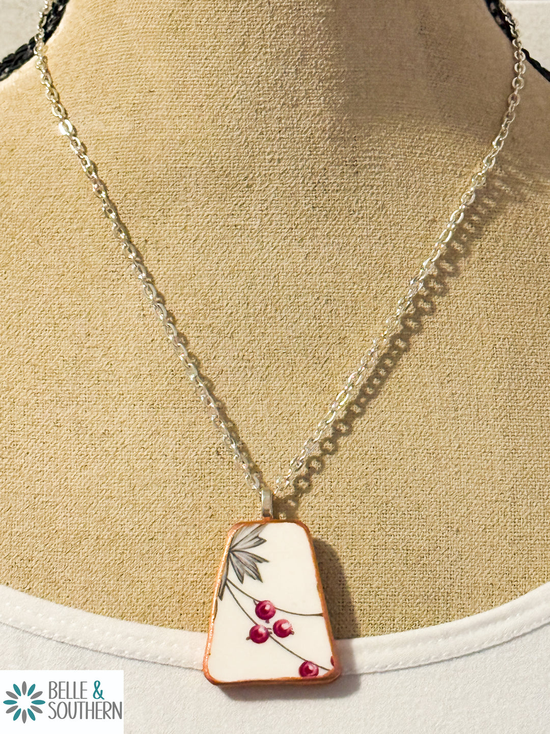 Upcycled Broken Plate Silver Necklace