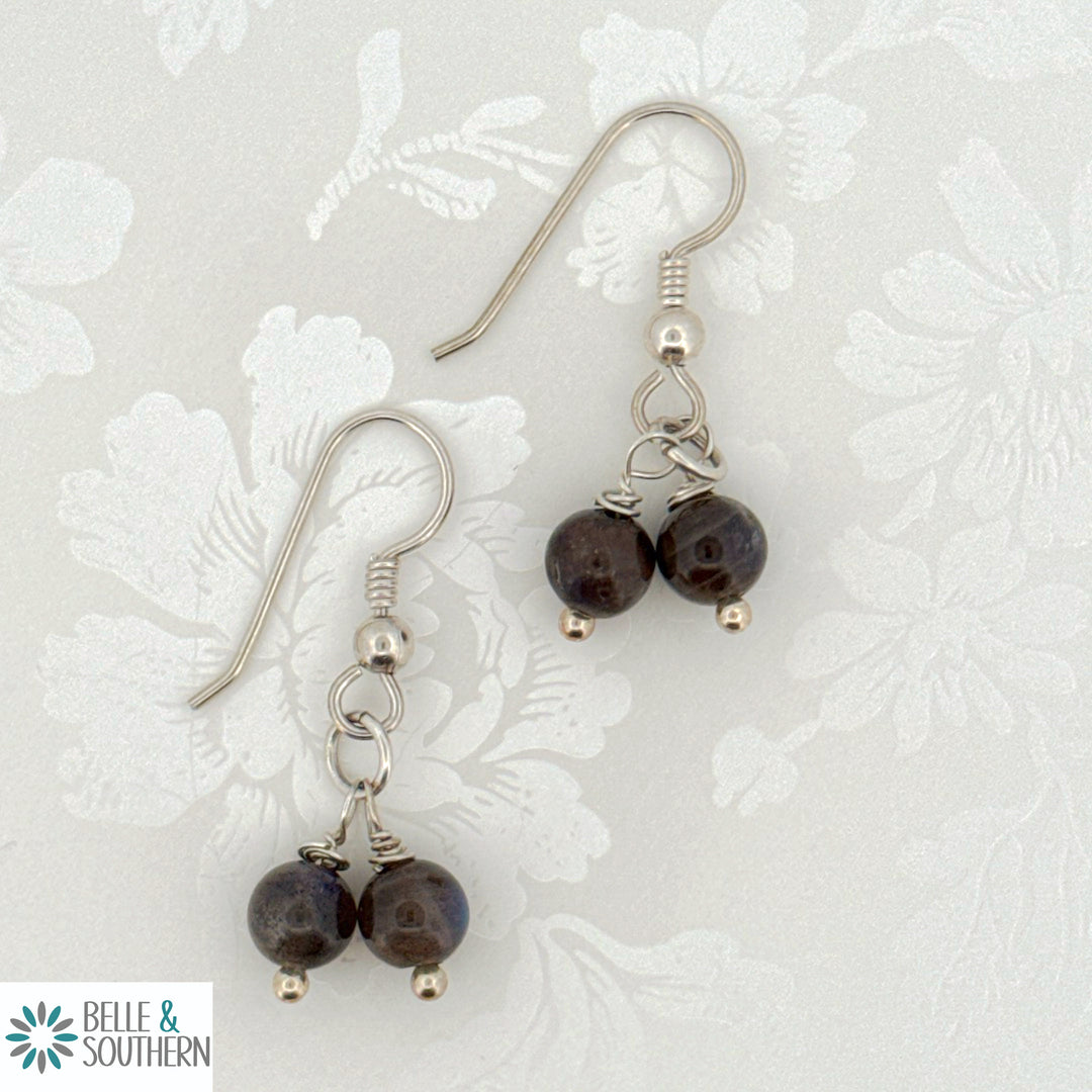 Rock Me A Stone Earrings-Chocolate Labradorite Silver Drop Earrings| Belle & Southern