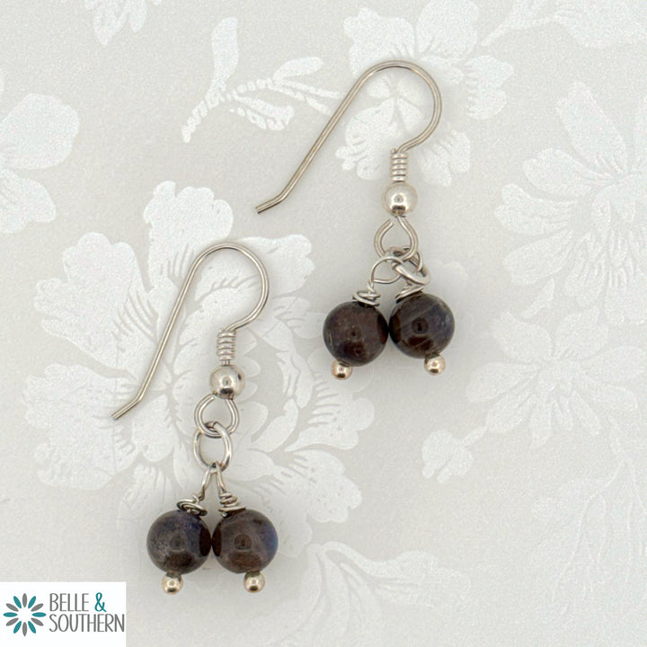 Rock Me A Stone Earrings-Chocolate Labradorite Silver Drop Earrings| Belle & Southern