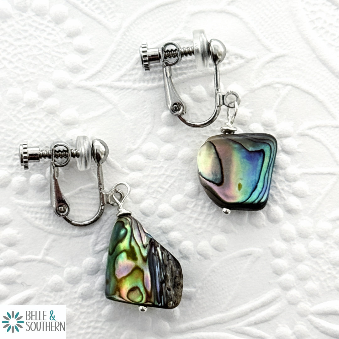Clip On Me Abalone Shell Earrings | Belle & Southern