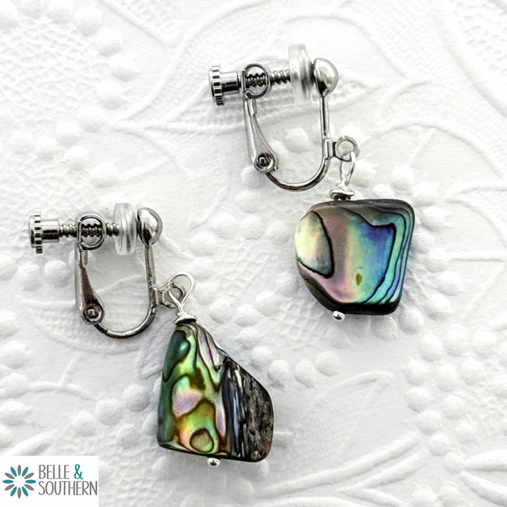 Clip On Me Abalone Shell Earrings | Belle & Southern