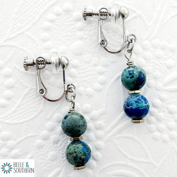Clip On Me Sea Sediment Jasper Earrings | Belle & Southern