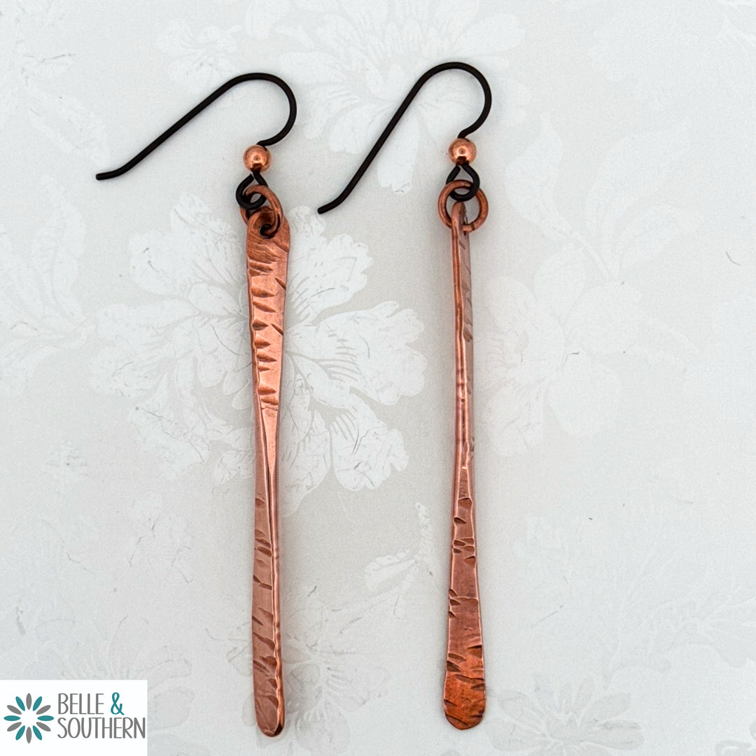 Copper Bar Dangle Earrings