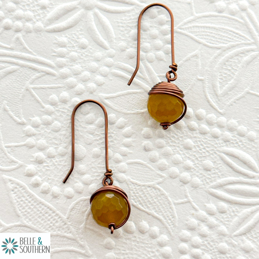 Copper & Amber Drop Earrings | Belle & Southern