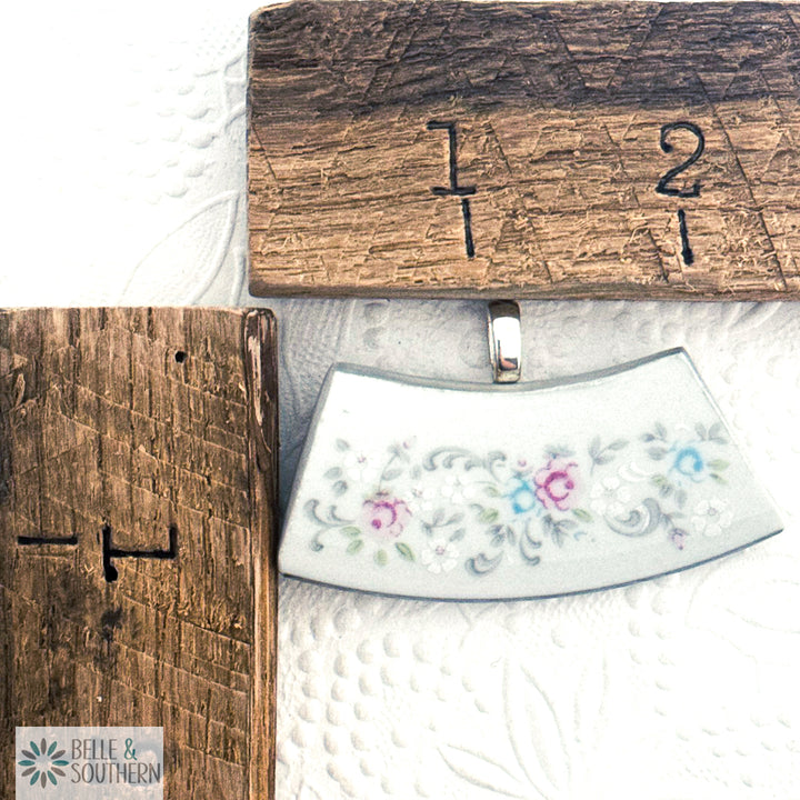 Crescent Garden Fragment Necklace Pendant by ruler for measurement