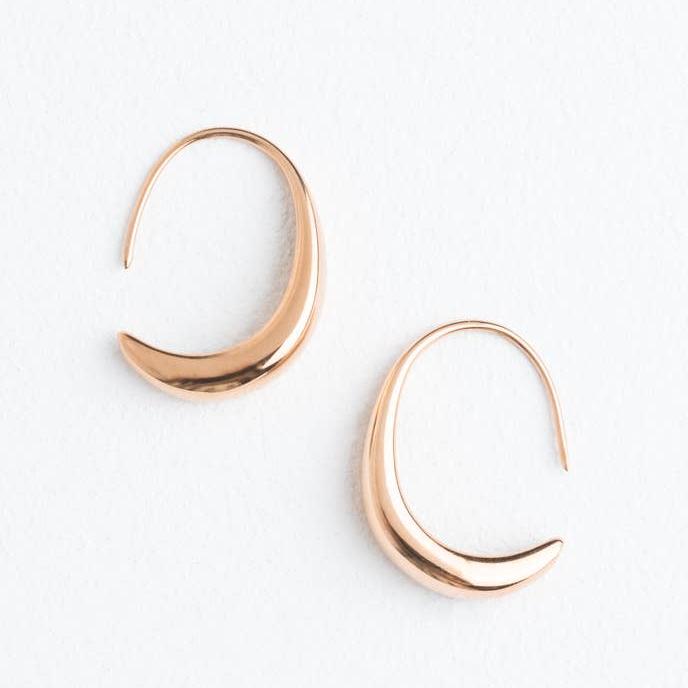 Crescent Moon Thread Rose Gold Earring