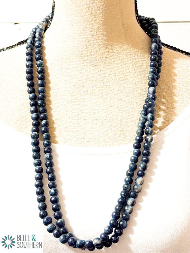 Dark Blue Teakwood Necklace