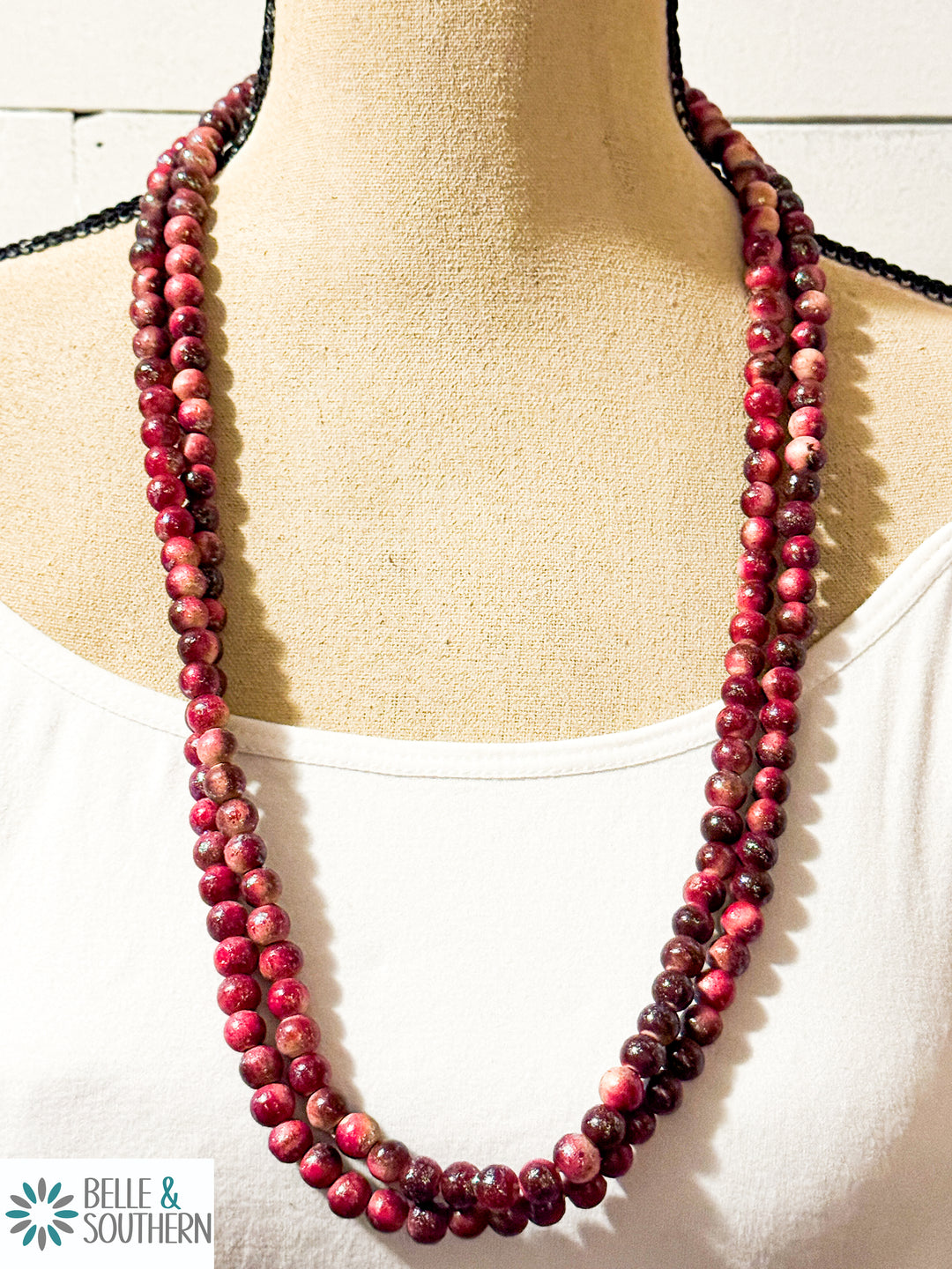 Dark Cranberry Teakwood Necklace
