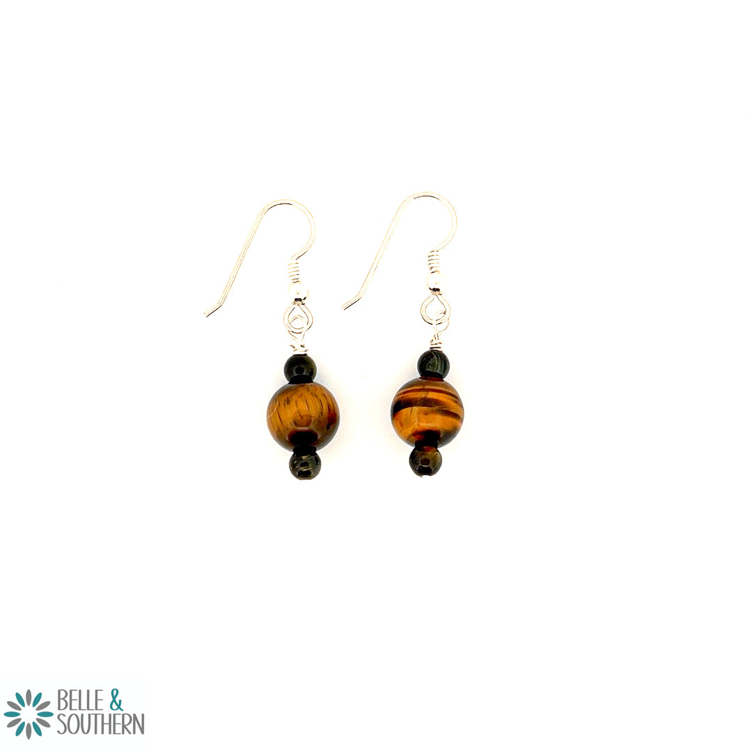 Drop Me a Stone Tiger Eye Earrings