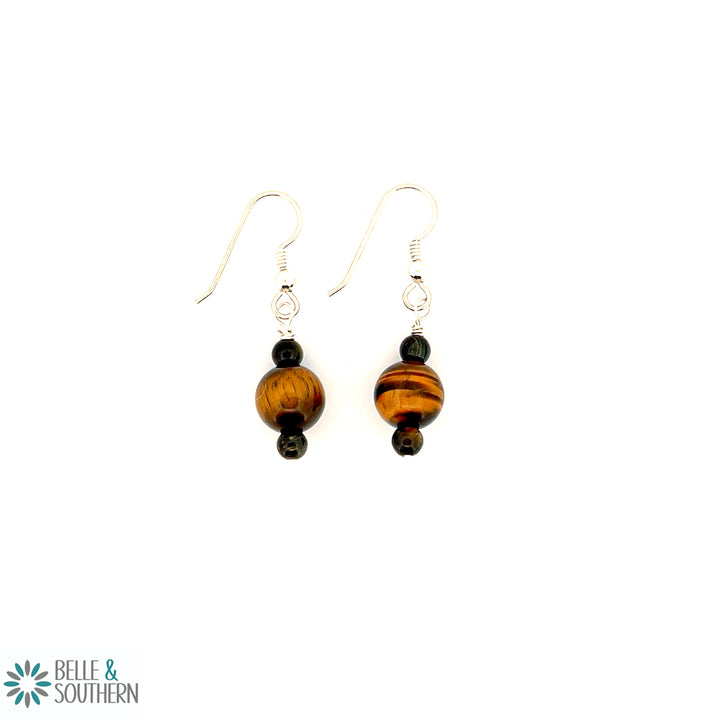 Drop Me a Stone Tiger Eye Earrings