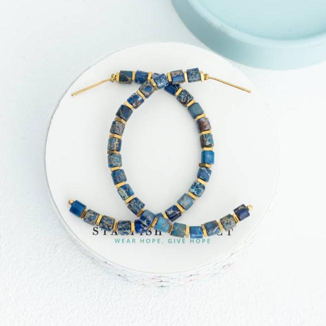 Beaded Blue Hoop Earrings