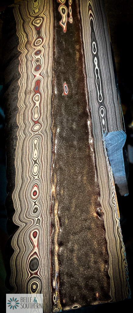 Fordite Slab prior to sawing and shaping into guitar pick