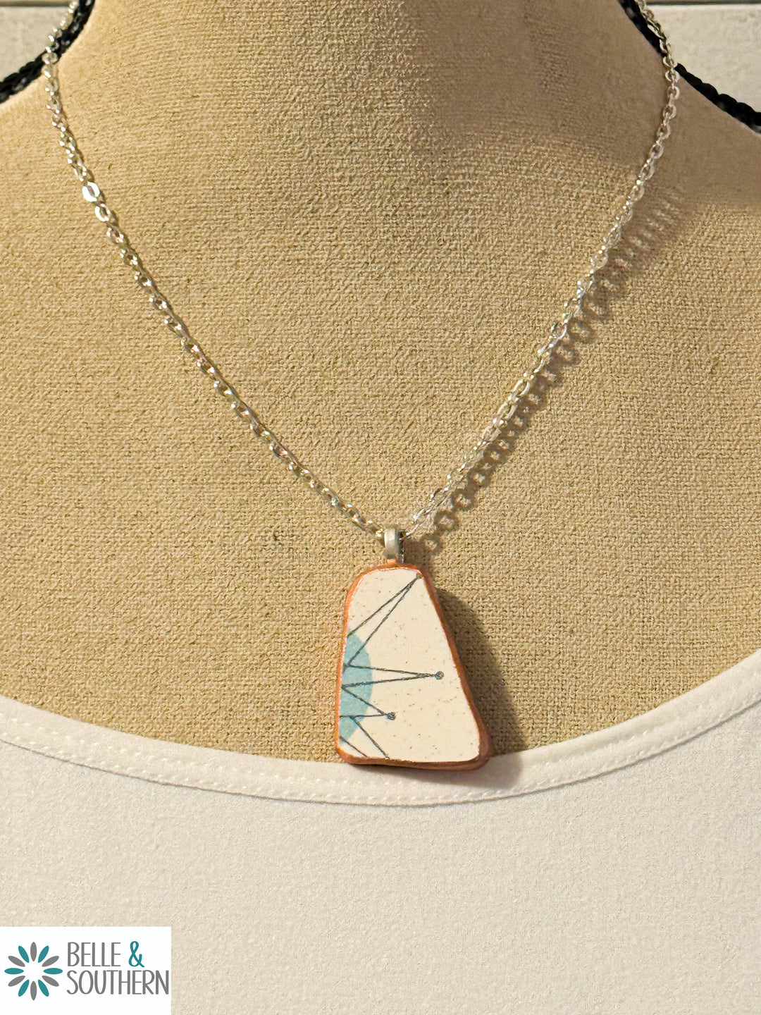 Upcycled Broken Plate Silver Necklace