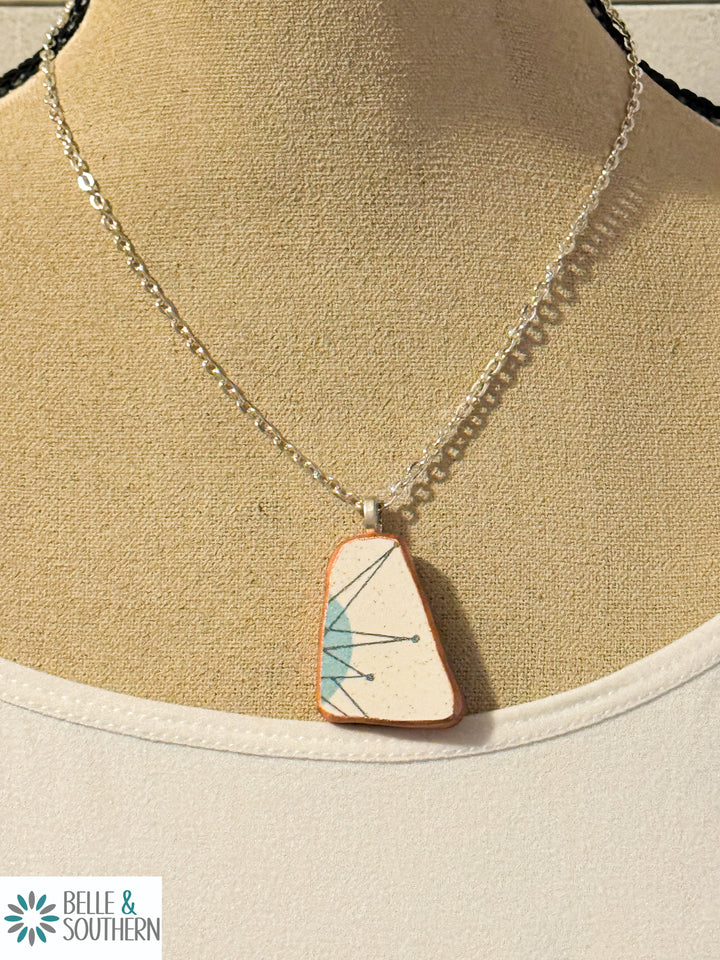 Upcycled Broken Plate Silver Necklace