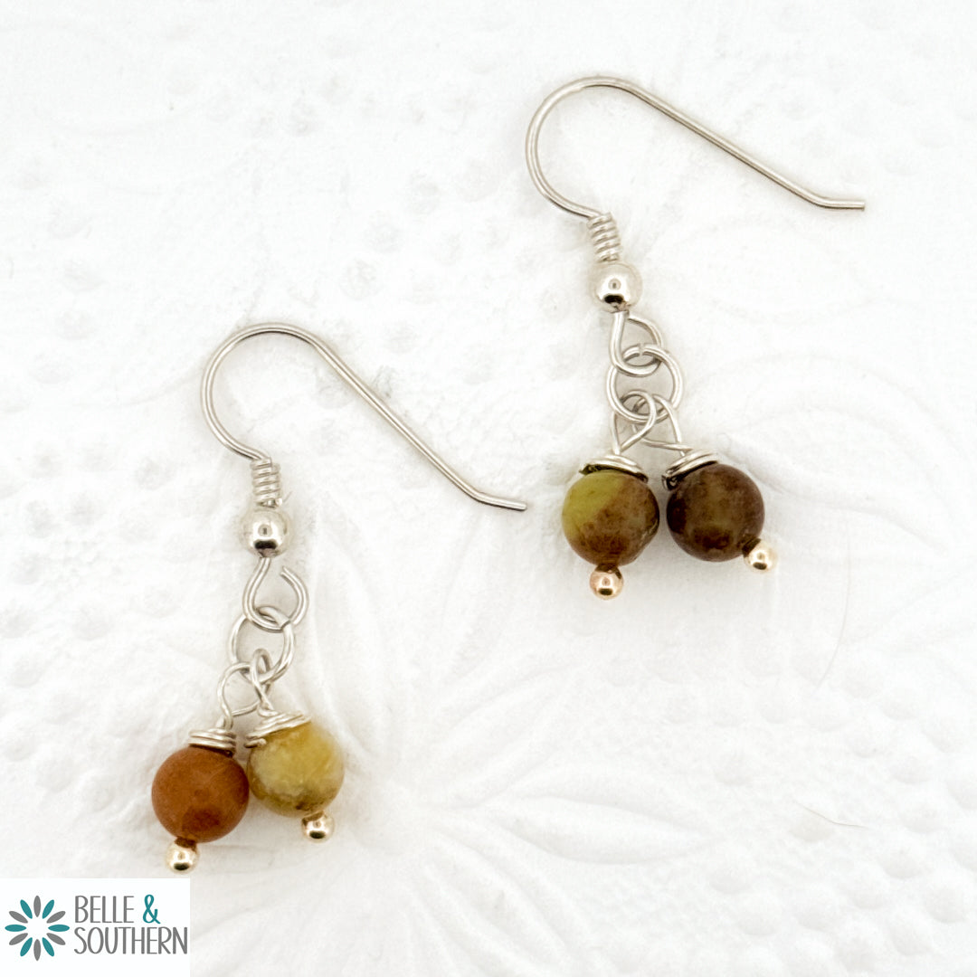 Rock Me a Stone Drop Earrings-Green Opal | Belle & Southern