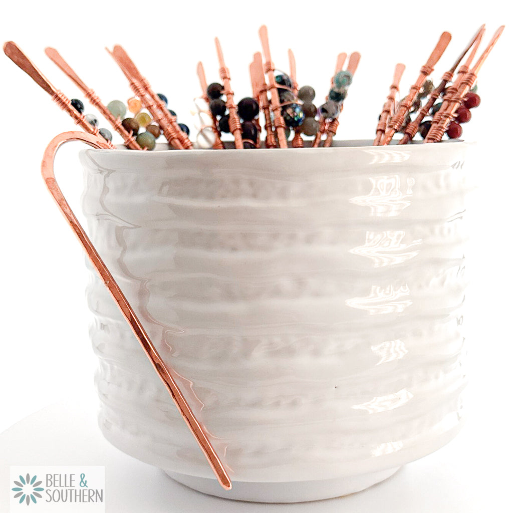Mix and Match Copper Hair Sticks with gemstone beads - Choose Two Stones | Flair for the Hair