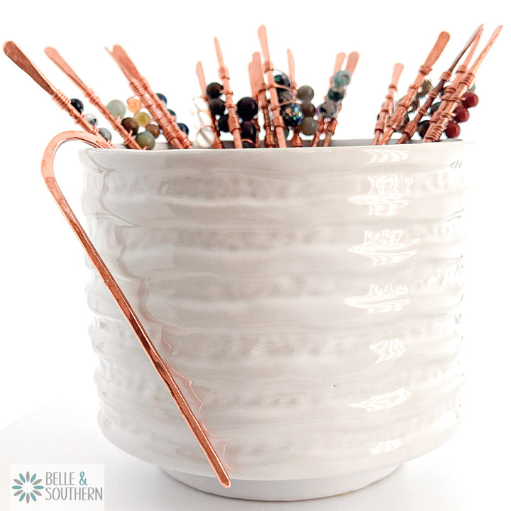 Mix and Match Copper Hair Sticks with gemstone beads - Choose Two Stones | Flair for the Hair