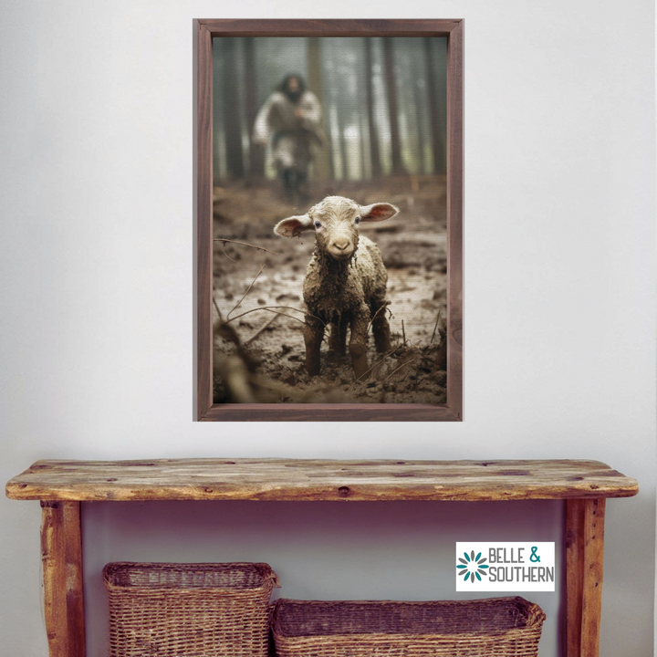 Jesus Running After Lost Lamb Framed Print | Belle & Southern