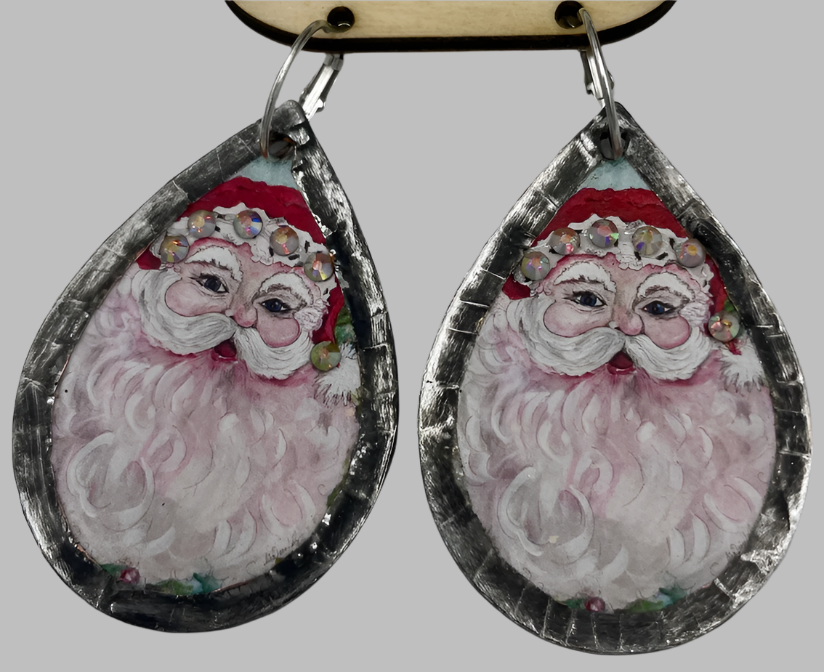 Leather Santa Earrings