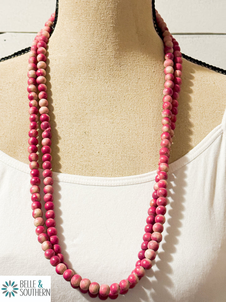 Light Cranberry Teakwood Necklace