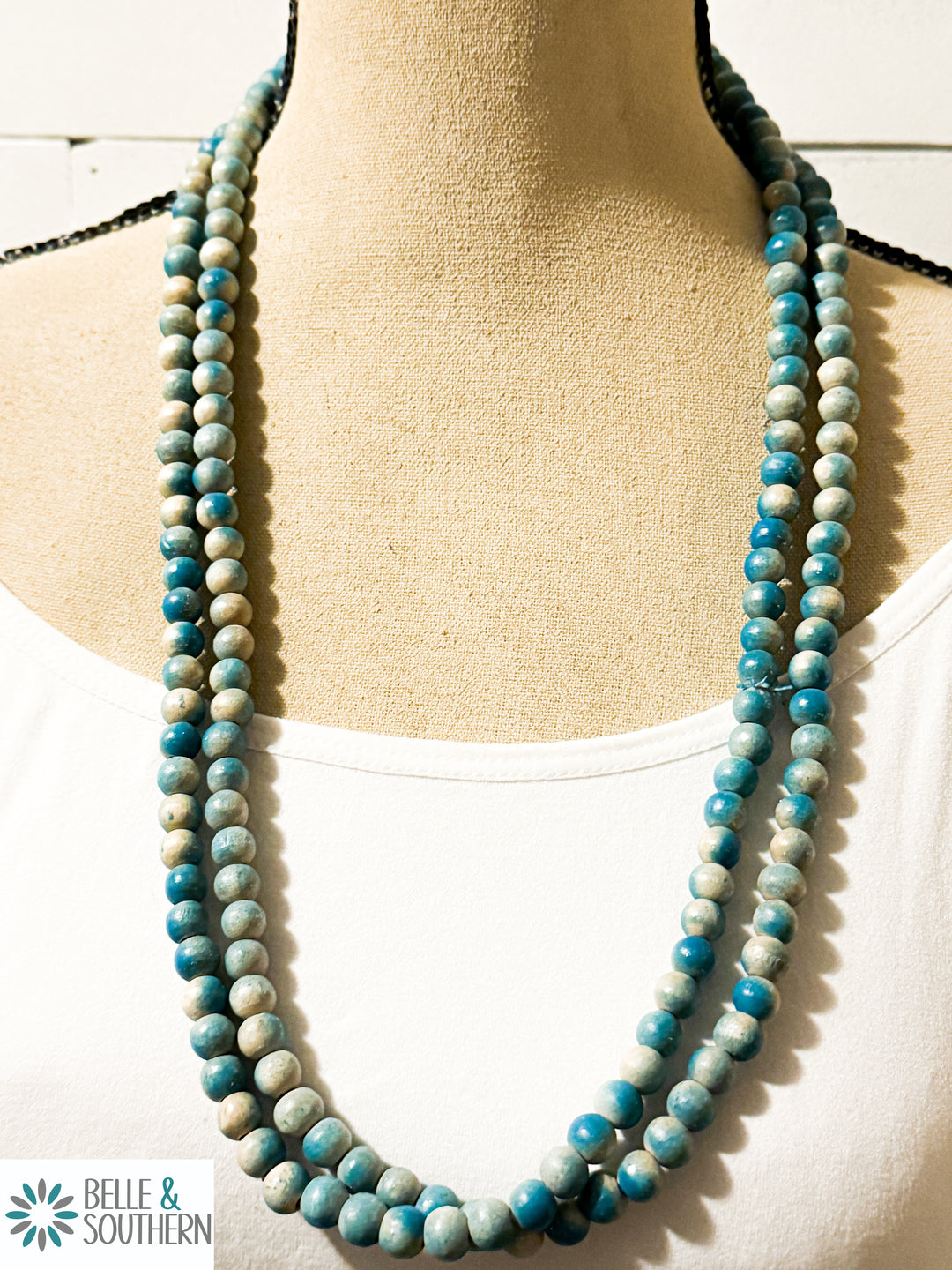 Light Teal Teakwood Necklace