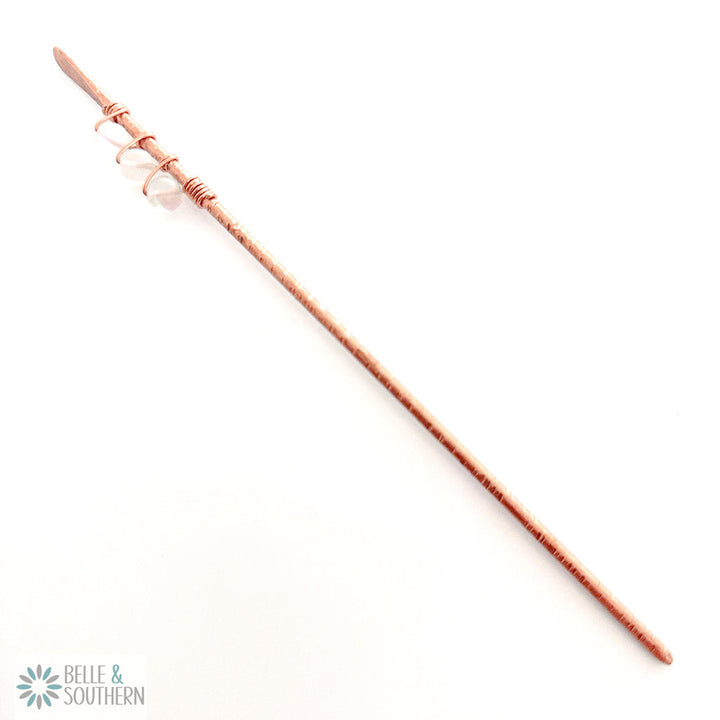 Moonstone Gemstone Beads on textured copper hair stick