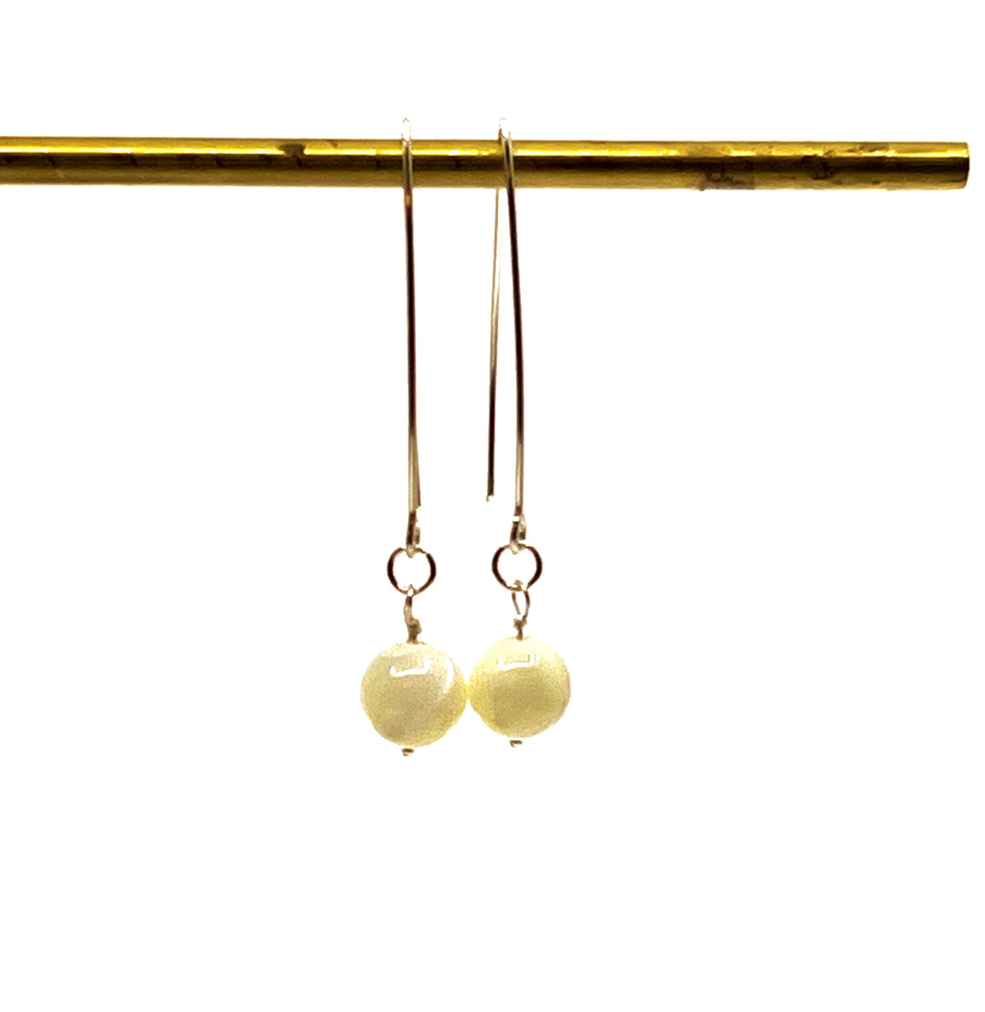 Mother Pearl Bead on Silver Earrings