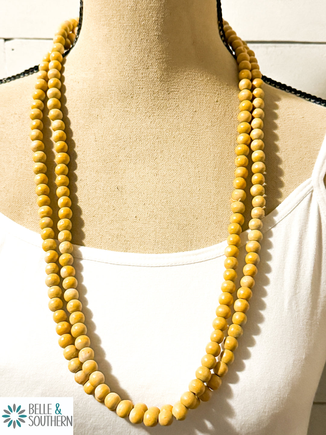 Mustard Yellow Teakwood Necklace