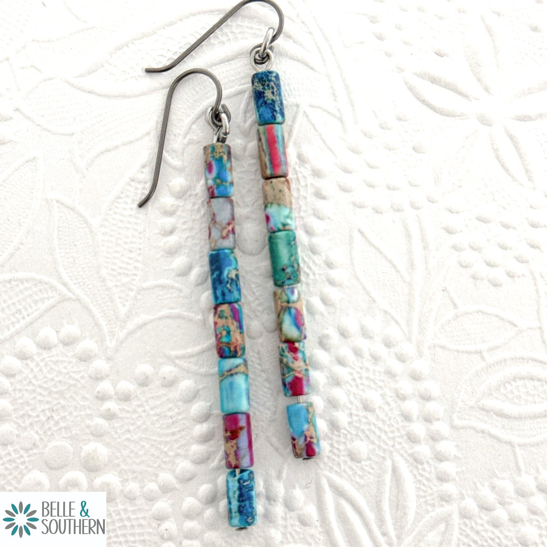 Over the Barrel Sea Sediment Jasper Earrings