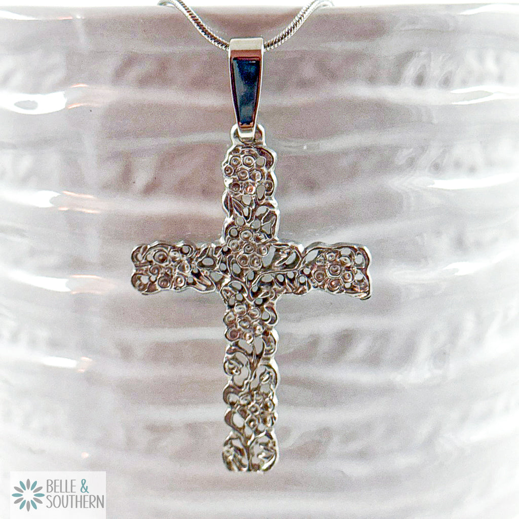 Firm Foundation – Handcrafted Pewter Cross Pendant Necklace