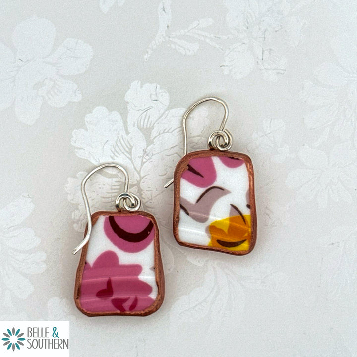 Upcycled Broken Plate Earrings | Belle & Southern