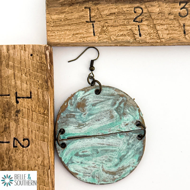 Round About Patina Painted Leather Earrings