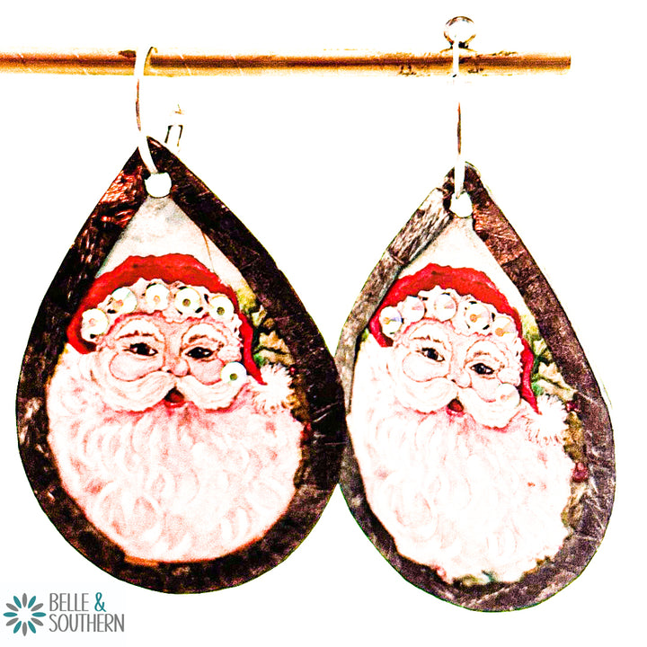 Santa Leather Dangle Earrings