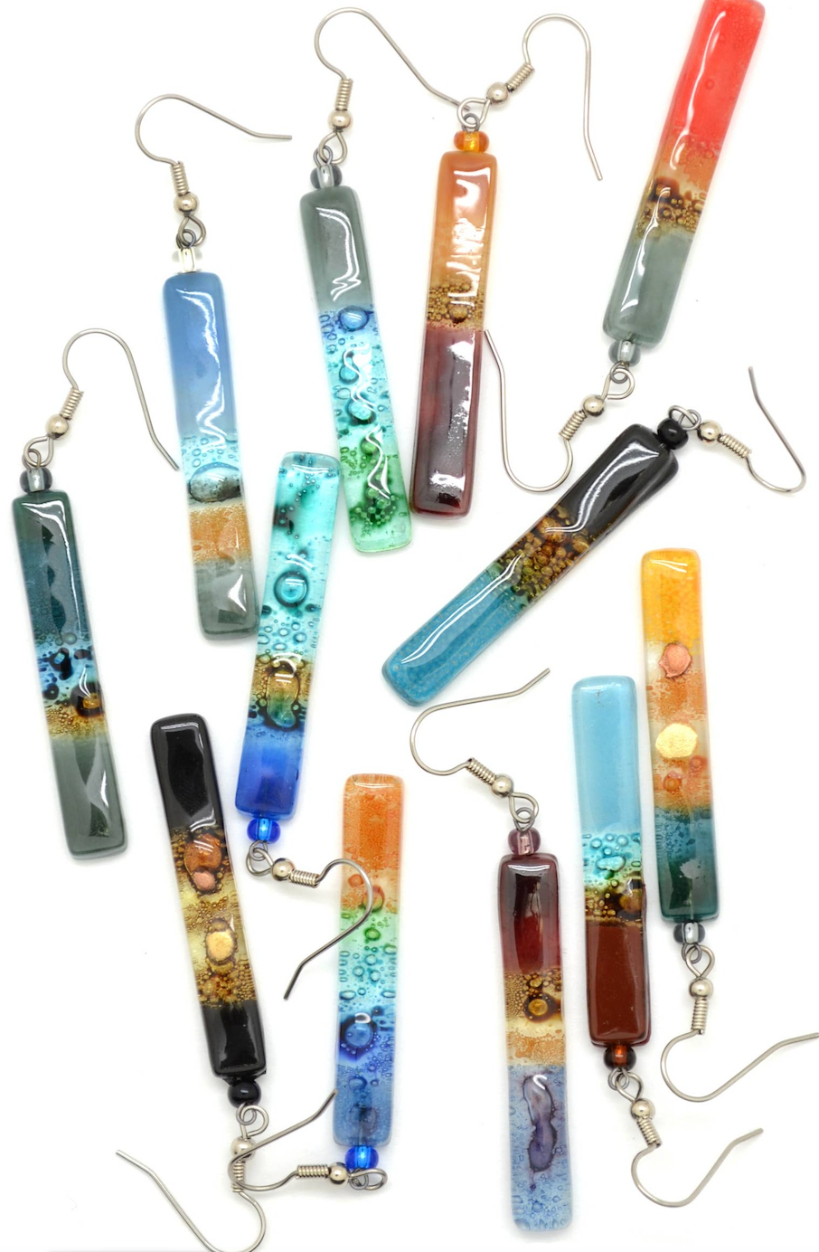 Fused Glass Dangle Earrings