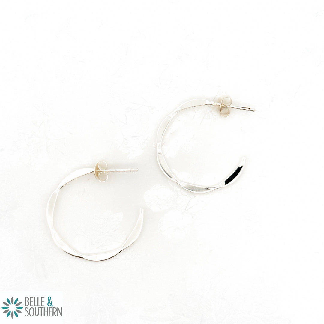 Silver Hammered Hoop Earrings