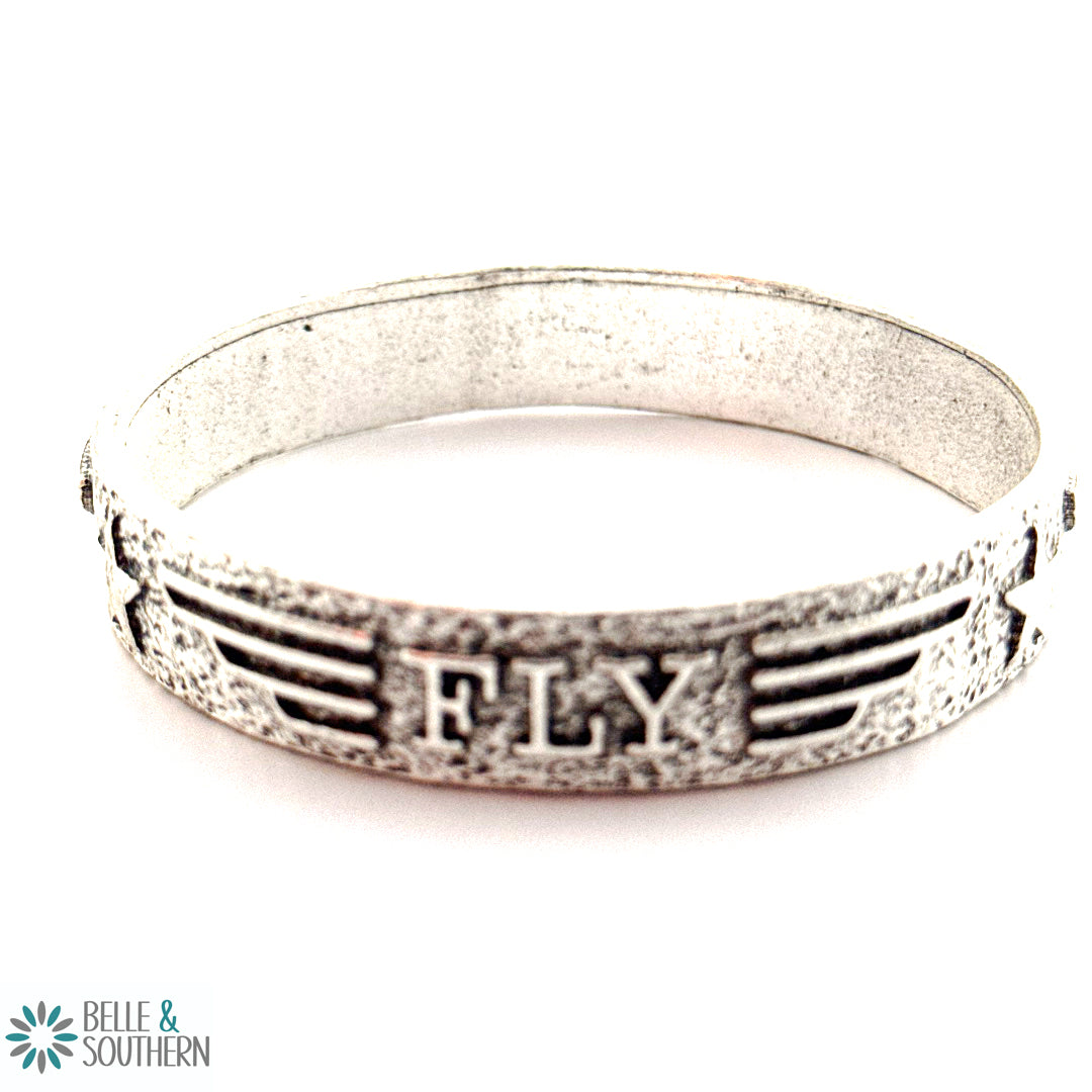 Burnished Silver Tone Bangle with Sayings | Belle & Southern