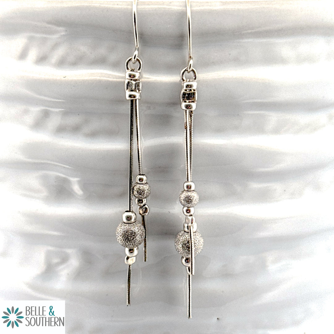 Silver and Crystal Drop Earrings