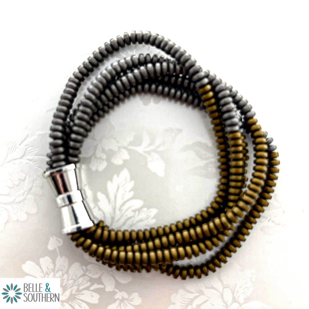 Silver and Gold Hematite Bracelet with a Magnetic Clasp
