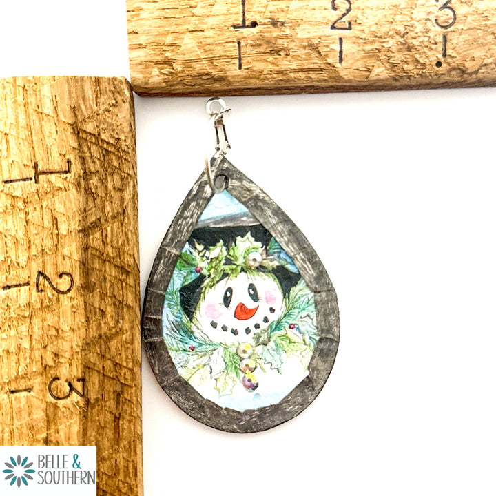 Snowman Leather Earrings