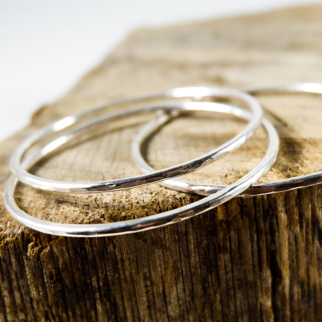 Swanky Sterling Silver Bangle Set, solid .925 handforged set of 3, The Swanky Dale