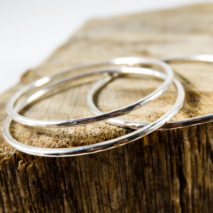 Swanky Sterling Silver Bangle Set, solid .925 handforged set of 3, The Swanky Dale